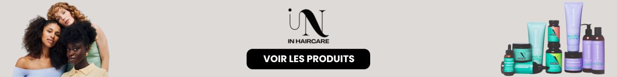 Bannière de la marque In Haircare qui invite à découvrir les produits de la gamme.